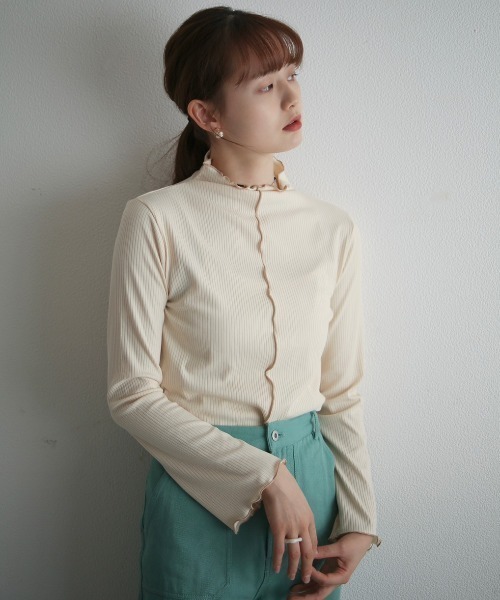 spoon store(スプーンストア)の「メローリブインナー(Tシャツ/カットソー・レディース・グリーン/アイボリー/ピンク・フリー)」の5枚目の写真