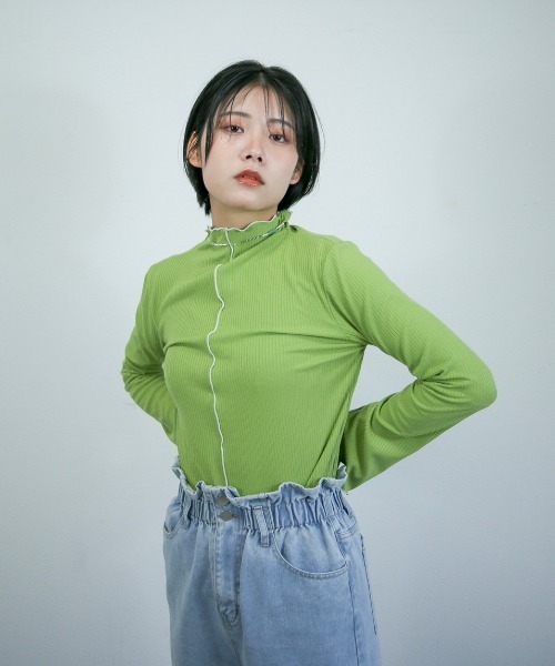 spoon store(スプーンストア)の「メローリブインナー(Tシャツ/カットソー・レディース・グリーン/アイボリー/ピンク・フリー)」の17枚目の写真