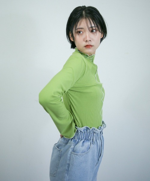 spoon store(スプーンストア)の「メローリブインナー(Tシャツ/カットソー・レディース・グリーン/アイボリー/ピンク・フリー)」の16枚目の写真