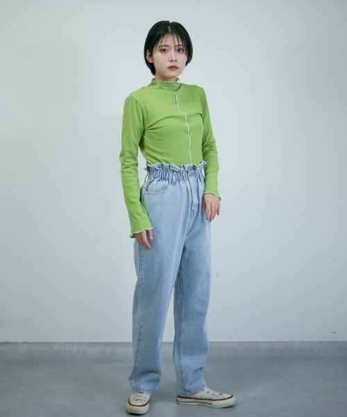 spoon store(スプーンストア)の「メローリブインナー(Tシャツ/カットソー・レディース・グリーン/アイボリー/ピンク・フリー)」の20枚目の写真
