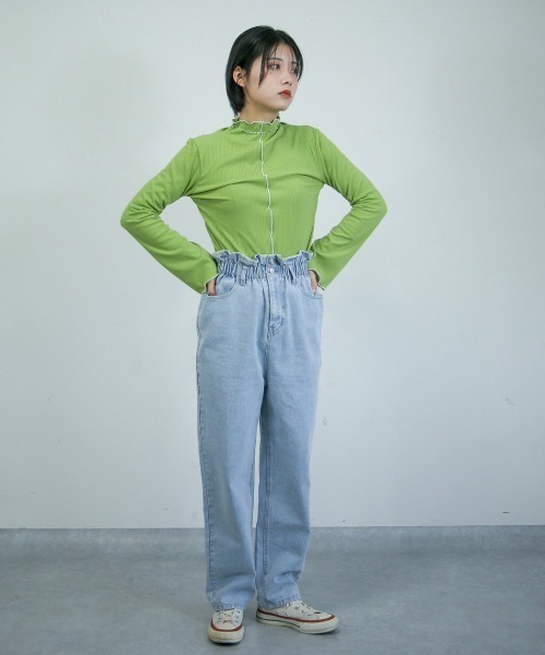 spoon store(スプーンストア)の「メローリブインナー(Tシャツ/カットソー・レディース・グリーン/アイボリー/ピンク・フリー)」の21枚目の写真