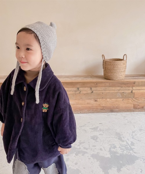 aimoha(アイモハ)の「【aimoha-KIDS-】子供服 クマ刺繍ボア裏地暖かい中ボアコーデュロイコート(ブルゾン・キッズ・ネイビー/ベージュ・130/90/80/100/120/110)」の8枚目の写真