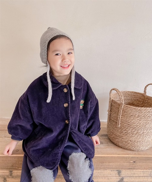 aimoha(アイモハ)の「【aimoha-KIDS-】子供服 クマ刺繍ボア裏地暖かい中ボアコーデュロイコート(ブルゾン・キッズ・ネイビー/ベージュ・130/90/80/100/120/110)」の10枚目の写真