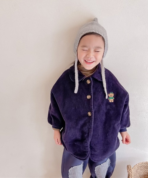 aimoha(アイモハ)の「【aimoha-KIDS-】子供服 クマ刺繍ボア裏地暖かい中ボアコーデュロイコート(ブルゾン・キッズ・ネイビー/ベージュ・130/90/80/100/120/110)」の11枚目の写真