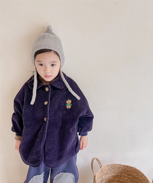 aimoha(アイモハ)の「【aimoha-KIDS-】子供服 クマ刺繍ボア裏地暖かい中ボアコーデュロイコート(ブルゾン・キッズ・ネイビー/ベージュ・130/90/80/100/120/110)」の12枚目の写真