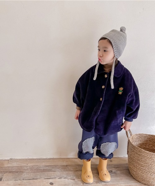 aimoha(アイモハ)の「【aimoha-KIDS-】子供服 クマ刺繍ボア裏地暖かい中ボアコーデュロイコート(ブルゾン・キッズ・ネイビー/ベージュ・130/90/80/100/120/110)」の13枚目の写真