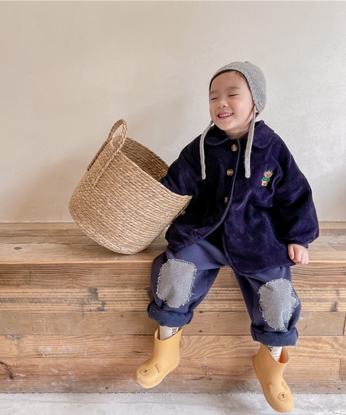 aimoha(アイモハ)の「【aimoha-KIDS-】子供服 クマ刺繍ボア裏地暖かい中ボアコーデュロイコート(ブルゾン・キッズ・ネイビー/ベージュ・130/90/80/100/120/110)」の15枚目の写真