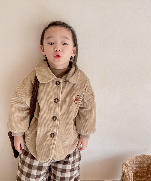 aimoha(アイモハ)の「【aimoha-KIDS-】子供服 クマ刺繍ボア裏地暖かい中ボアコーデュロイコート(ブルゾン・キッズ・ネイビー/ベージュ・130/90/80/100/120/110)」の16枚目の写真