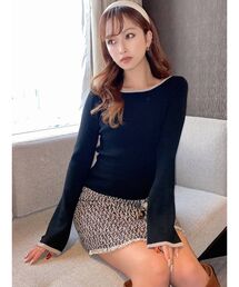 RESEXXY | バイカラーリブニットトップス(ニット/セーター)