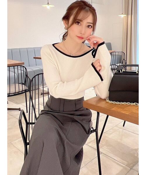 RESEXXY(リゼクシー)の「バイカラーリブニットトップス(ニット/セーター・レディース・ブラック/ブラウン/オフホワイト・FREE)」の13枚目の写真