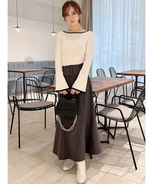 RESEXXY(リゼクシー)の「バイカラーリブニットトップス(ニット/セーター・レディース・ブラック/ブラウン/オフホワイト・FREE)」の14枚目の写真