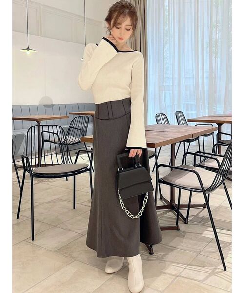 RESEXXY(リゼクシー)の「バイカラーリブニットトップス(ニット/セーター・レディース・ブラック/ブラウン/オフホワイト・FREE)」の16枚目の写真