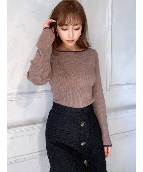 RESEXXY(リゼクシー)の「バイカラーリブニットトップス(ニット/セーター・レディース・ブラック/ブラウン/オフホワイト・FREE)」の20枚目の写真