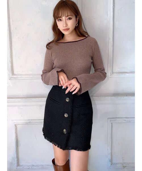 RESEXXY(リゼクシー)の「バイカラーリブニットトップス(ニット/セーター・レディース・ブラック/ブラウン/オフホワイト・FREE)」の21枚目の写真