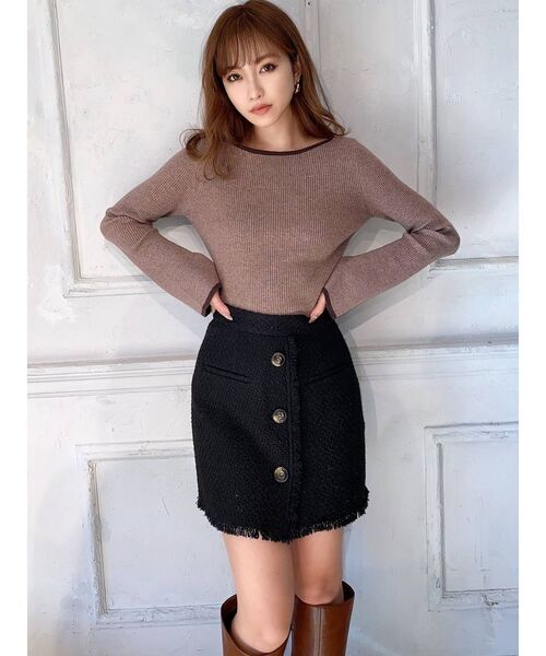 RESEXXY(リゼクシー)の「バイカラーリブニットトップス(ニット/セーター・レディース・ブラック/ブラウン/オフホワイト・FREE)」の22枚目の写真