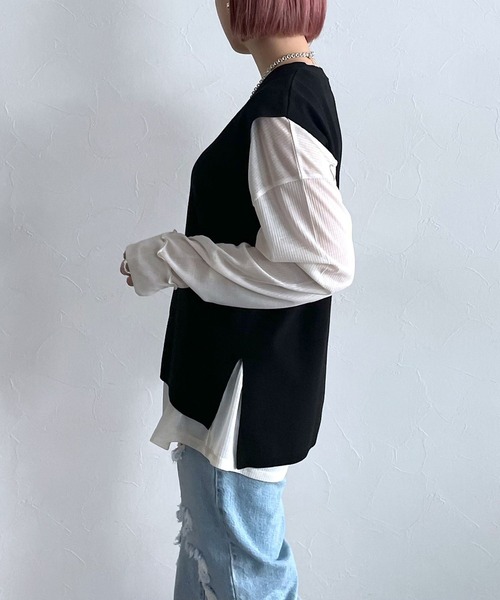 PAGEBOY（ページボーイ）の「Vネックカーデベスト（ベスト・レディース・ブラック/オフホワイト/グリーン・FREE）」の3枚目の写真