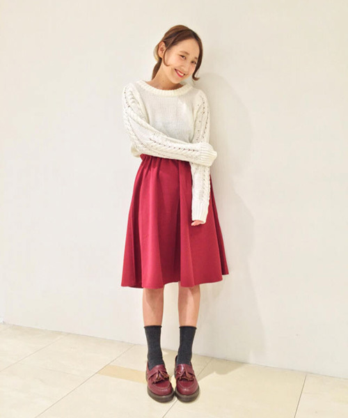 Kastane（カスタネ）の「【Kastane】Wタックスカート（スカート・レディース・ベージュ/カーキ/ブラック/ボルドー・FREE）」の5枚目の写真