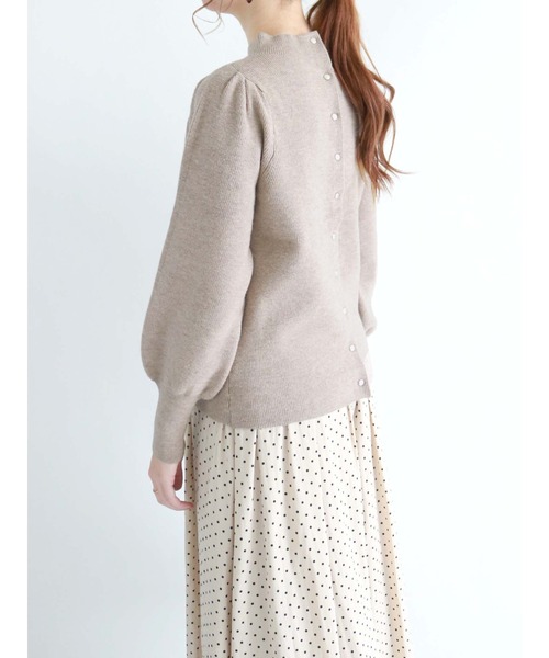 Te chichi（テチチ）の「バックボタン片畦パフニット（ニット/セーター・レディース・ブラウン/オフホワイト/チャコール・ﾌﾘ-）」の3枚目の写真