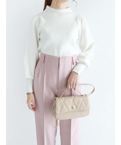 Te chichi（テチチ）の「バックボタン片畦パフニット（ニット/セーター・レディース・ブラウン/オフホワイト/チャコール・ﾌﾘ-）」の2枚目の写真