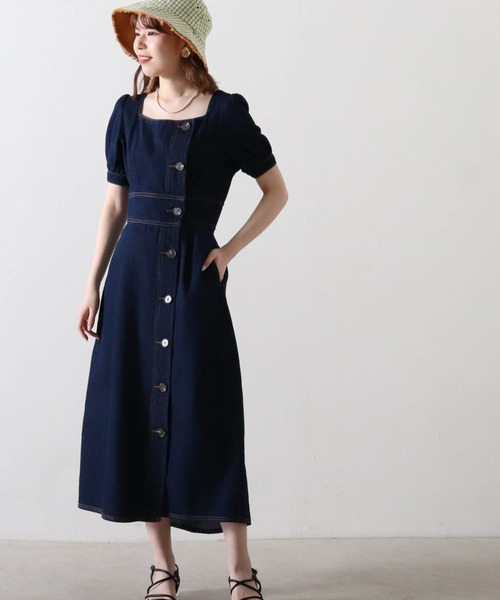 Cheek（チーク）の「【サイズ展開あり】デニムパワショルワンピース（ワンピース・レディース・ネイビー/ダークブルー・SMALL/MEDIUM）」の2枚目の写真