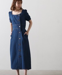 【サイズ展開あり】デニムパワショルワンピース