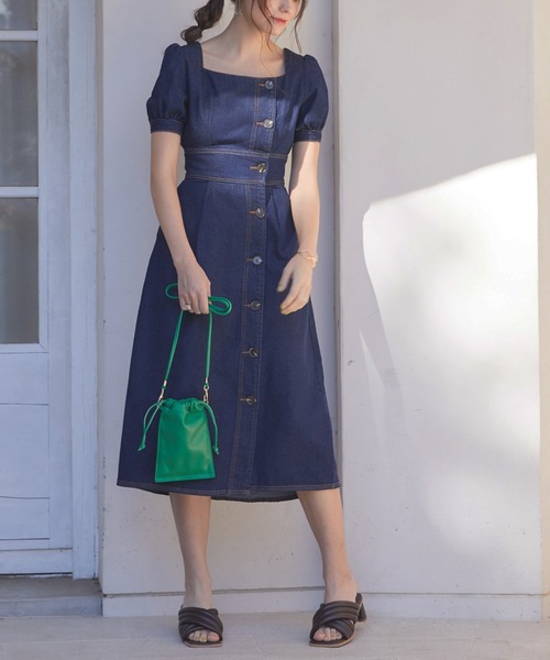 Cheek（チーク）の「【サイズ展開あり】デニムパワショルワンピース（ワンピース・レディース・ネイビー/ダークブルー・SMALL/MEDIUM）」の7枚目の写真