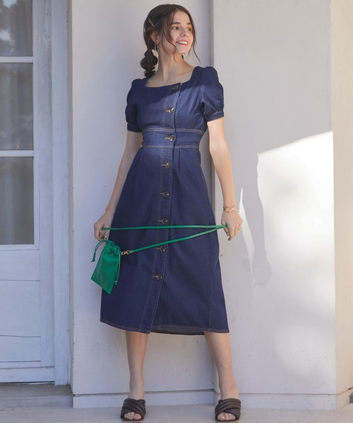 Cheek（チーク）の「【サイズ展開あり】デニムパワショルワンピース（ワンピース・レディース・ネイビー/ダークブルー・SMALL/MEDIUM）」の9枚目の写真