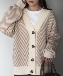 Riberry | ジャガード深Vカーディガン(カーディガン/ボレロ)