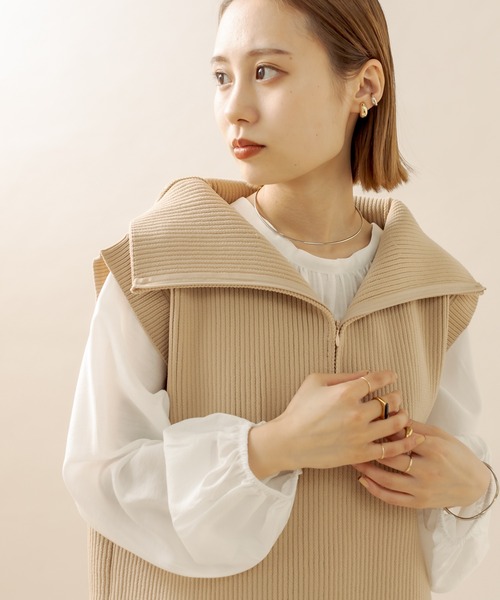 mline（エムライン）の「[mline] ハーフZIPニットベスト（ベスト・レディース・ベージュ/アイボリー・FREE）」の10枚目の写真