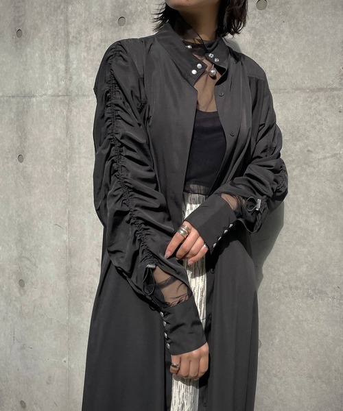 &g'aime(アンジェム)の「【&g'aime】ストリングシャツワンピース(ワンピース・レディース・ブラック/オフホワイト/グレイッシュベージュ・FREE)」の3枚目の写真