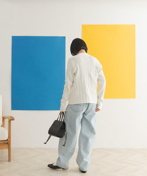 FORK&SPOON（フォークアンドスプーン）の「FORK&SPOON　ランダムリブニットカーディガン（カーディガン/ボレロ・レディース・グリーン/オフホワイト/ネイビー・ONE）」の6枚目の写真