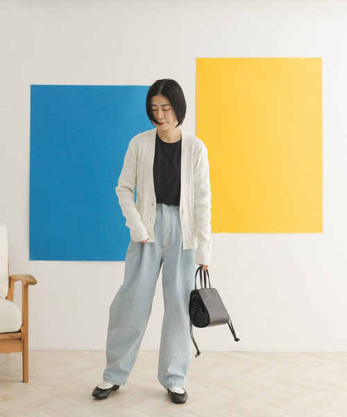 FORK&SPOON（フォークアンドスプーン）の「FORK&SPOON　ランダムリブニットカーディガン（カーディガン/ボレロ・レディース・グリーン/オフホワイト/ネイビー・ONE）」の7枚目の写真