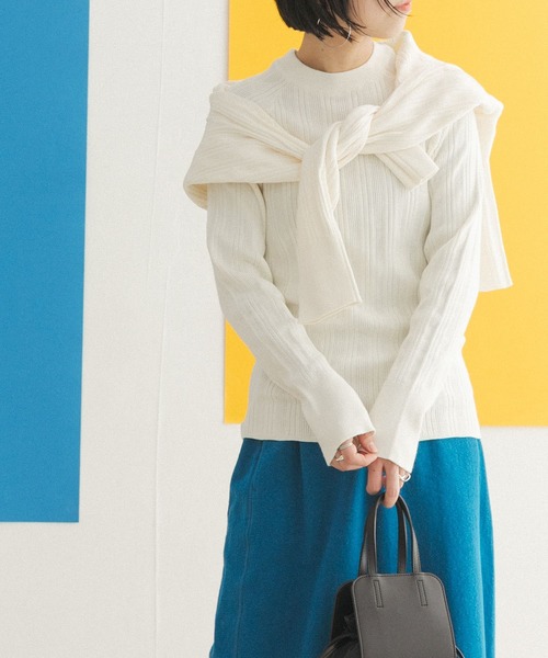 FORK&SPOON（フォークアンドスプーン）の「FORK&SPOON　ランダムリブニットカーディガン（カーディガン/ボレロ・レディース・グリーン/オフホワイト/ネイビー・ONE）」の8枚目の写真