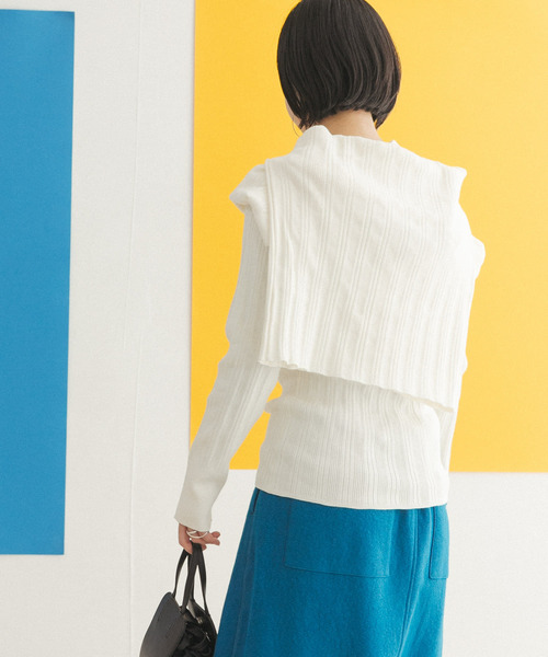 FORK&SPOON（フォークアンドスプーン）の「FORK&SPOON　ランダムリブニットカーディガン（カーディガン/ボレロ・レディース・グリーン/オフホワイト/ネイビー・ONE）」の9枚目の写真