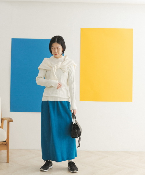 FORK&SPOON（フォークアンドスプーン）の「FORK&SPOON　ランダムリブニットカーディガン（カーディガン/ボレロ・レディース・グリーン/オフホワイト/ネイビー・ONE）」の10枚目の写真