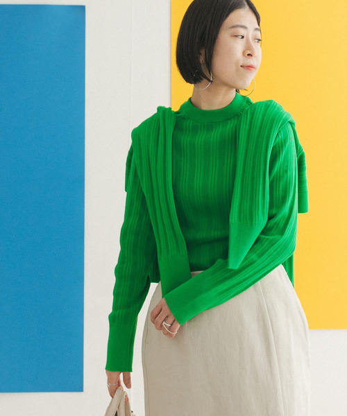 FORK&SPOON（フォークアンドスプーン）の「FORK&SPOON　ランダムリブニットカーディガン（カーディガン/ボレロ・レディース・グリーン/オフホワイト/ネイビー・ONE）」の14枚目の写真