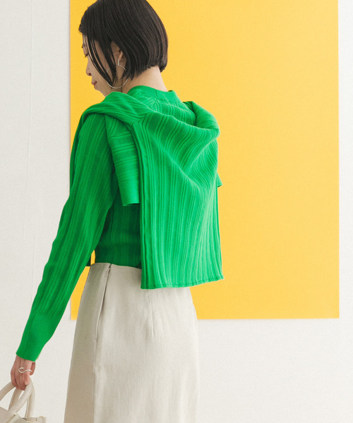 FORK&SPOON（フォークアンドスプーン）の「FORK&SPOON　ランダムリブニットカーディガン（カーディガン/ボレロ・レディース・グリーン/オフホワイト/ネイビー・ONE）」の15枚目の写真