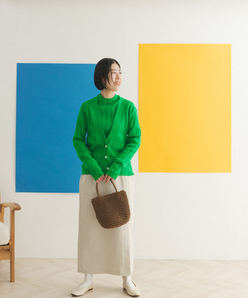 FORK&SPOON（フォークアンドスプーン）の「FORK&SPOON　ランダムリブニットカーディガン（カーディガン/ボレロ・レディース・グリーン/オフホワイト/ネイビー・ONE）」の16枚目の写真