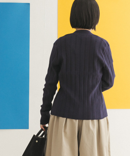 FORK&SPOON（フォークアンドスプーン）の「FORK&SPOON　ランダムリブニットカーディガン（カーディガン/ボレロ・レディース・グリーン/オフホワイト/ネイビー・ONE）」の19枚目の写真