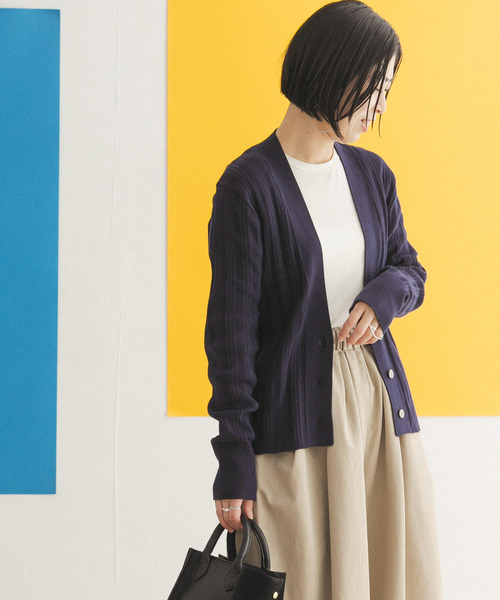 FORK&SPOON（フォークアンドスプーン）の「FORK&SPOON　ランダムリブニットカーディガン（カーディガン/ボレロ・レディース・グリーン/オフホワイト/ネイビー・ONE）」の20枚目の写真