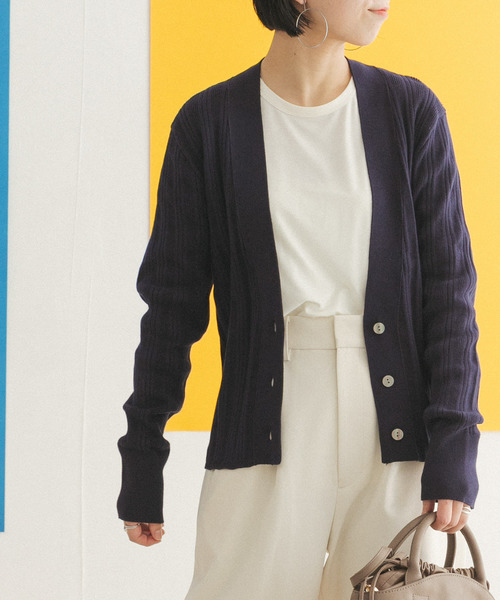 FORK&SPOON（フォークアンドスプーン）の「FORK&SPOON　ランダムリブニットカーディガン（カーディガン/ボレロ・レディース・グリーン/オフホワイト/ネイビー・ONE）」の22枚目の写真