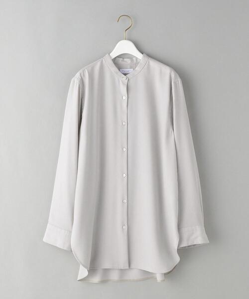 BEAUTY&YOUTH UNITED ARROWS(ビューティーアンドユースユナイテッドアローズ)の「BY ポリエステル バンドカラー シャツ -ウォッシャブル-◆(シャツ/ブラウス・レディース・ライトグレー/オフホワイト・FREE)」の10枚目の写真