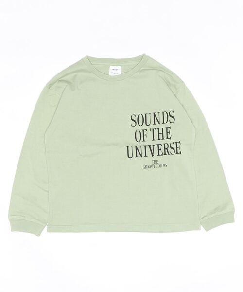GROOVY COLORS(グルービーカラーズ)の「天竺 SOUNDS OF THE UNIVERSE 長袖 Tシャツ(Tシャツ/カットソー・キッズ・カーキ・130/140)」の1枚目の写真