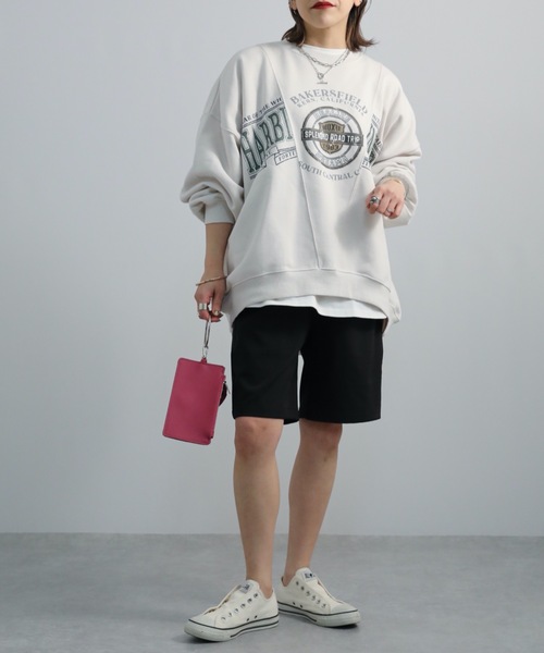 ap retro（アプレトロ）の「カレッジptリメイク風BIG裏毛プルオーバー（スウェット・レディース・グリーン/アイボリー/オートミール/スミクロ・FREE）」の16枚目の写真