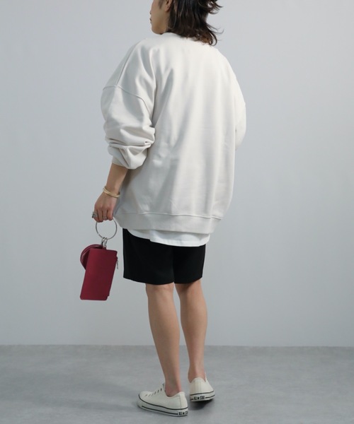 ap retro（アプレトロ）の「カレッジptリメイク風BIG裏毛プルオーバー（スウェット・レディース・グリーン/アイボリー/オートミール/スミクロ・FREE）」の18枚目の写真