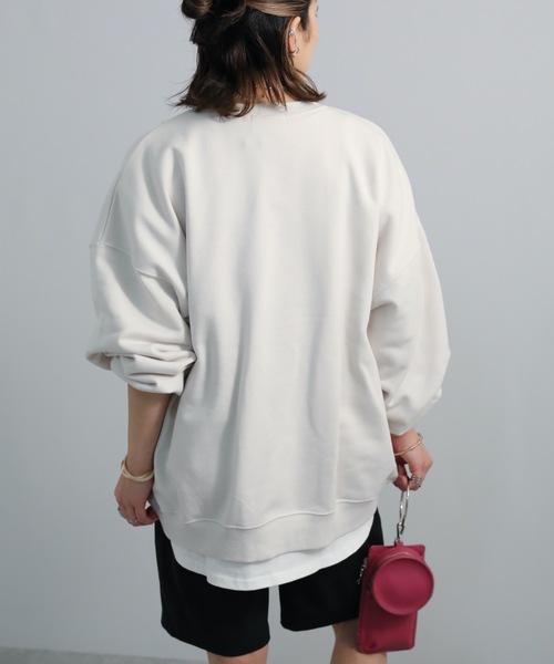 ap retro（アプレトロ）の「カレッジptリメイク風BIG裏毛プルオーバー（スウェット・レディース・グリーン/アイボリー/オートミール/スミクロ・FREE）」の15枚目の写真