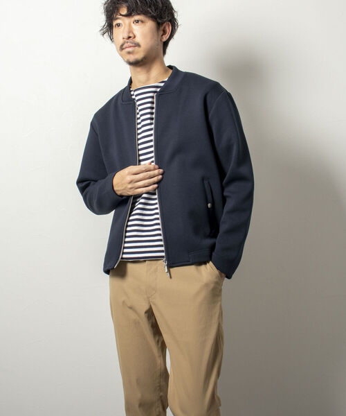 NOLLEY'S goodman（ノーリーズグッドマン）の「ダンボールニットMA-1 カーディガン ジャケット ブルゾン（ブルゾン・メンズ・ベージュ/ブラック/ネイビー・LARGE/MEDIUM/X-LARGE/SMALL）」の22枚目の写真