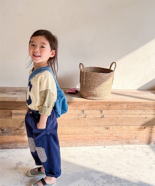 aimoha（アイモハ）の「aimoha-KIDS- 裾配色切り替えログプリントリンガーロングTEE（Tシャツ/カットソー・キッズ・ベージュ/ライトグレー・80/90/100/110/120/130）」の6枚目の写真