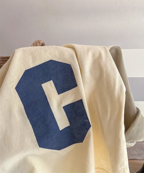 aimoha（アイモハ）の「aimoha-KIDS- 裾配色切り替えログプリントリンガーロングTEE（Tシャツ/カットソー・キッズ・ベージュ/ライトグレー・80/90/100/110/120/130）」の17枚目の写真