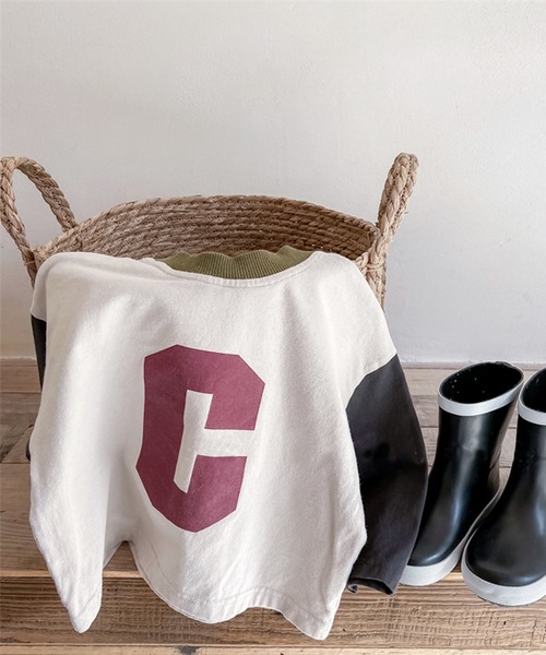 aimoha（アイモハ）の「aimoha-KIDS- 裾配色切り替えログプリントリンガーロングTEE（Tシャツ/カットソー・キッズ・ベージュ/ライトグレー・80/90/100/110/120/130）」の22枚目の写真